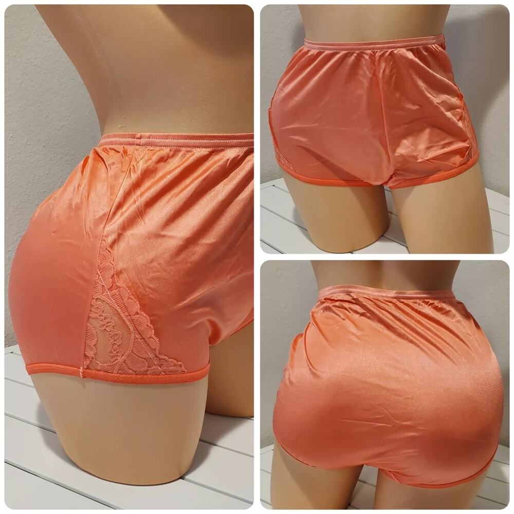 Vanity Fair Lace Nouveau Nylon Full Cut Panty Lace Shiny Pink Sunset